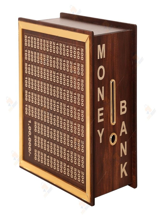 KANAKADHARA Money Saving Box for Adults & Kids | 1 Lakh Savings Challenge Wooden Piggy Bank with Denomination Grid | Cash Saving Box, Budget Organizer & Unique Gift Item (Golden Line) - Image 4
